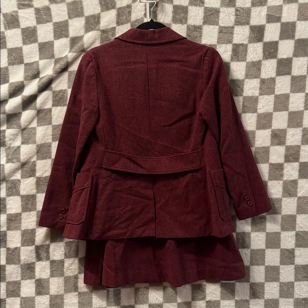 Junior House Women’s Burgundy Wool Line Suit Skirt & Blazer Size 4/5 & 8/9 - Picture 7 of 10